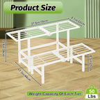 2 Tier Metal Plant Stand Outdoor Indoor, Separated Tiered Outdoor Folding Plant - Image 3