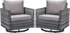Belord Wicker Chairs Outdoor Bistro Set Oversize Patio Swivel Rocker, Rattan by Belord