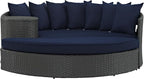 Modway Sojourn Wicker Rattan Outdoor Patio Sunbrella Fabric Daybed in Canvas - Image 6