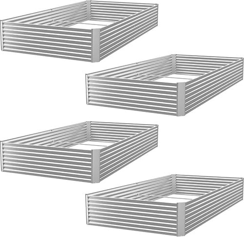 4 Pack 6x3FT Raised Beds for Gardening, Corrugated Galvanized Steel Raised by OZMSHF