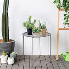 Garden 4 you Folding Tray Metal Side Table 2PC Grey Round End Table Cyan Sofa - Image 8