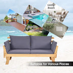 Tangkula Convertible Acacia Wood Patio Couch Sofa Bed - Image 6