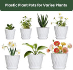 Flower Pots, 7/6.5/6/5.5/5/4.5/4 inch Plastic Plant Pots, 7 Pack Planter - Image 3