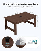 SERWALL HDPE Patio Coffee Table, Rectangle Outdoor Coffee Table, All-Weather - Image 3