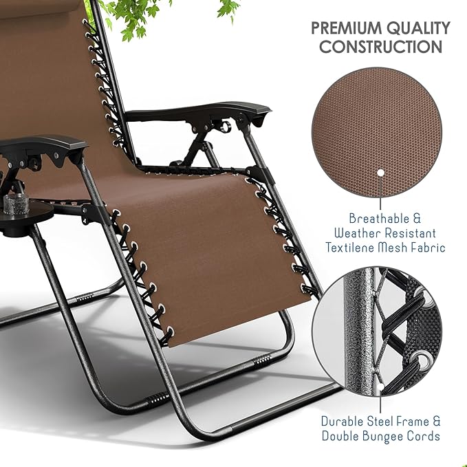 Nestl Zero Gravity Chairs Set of 2, Patio Lounge Chair Outdoor - Image 7