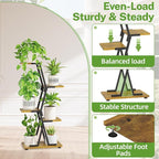 iDavosic.ly 4 Tier Indoor Plant Stand, Corner Tall Metal & Wood Flower Shelf - Image 2