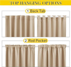 NICETOWN 2 Panels Outdoor Curtains Waterproof Pocket & Back Tab on Top & Bottom - Image 3