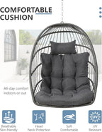 SWITTE Egg Chair Outdoor with Footrest & Stand, Indoor Wicker Hanging Egg Swing - Image 8