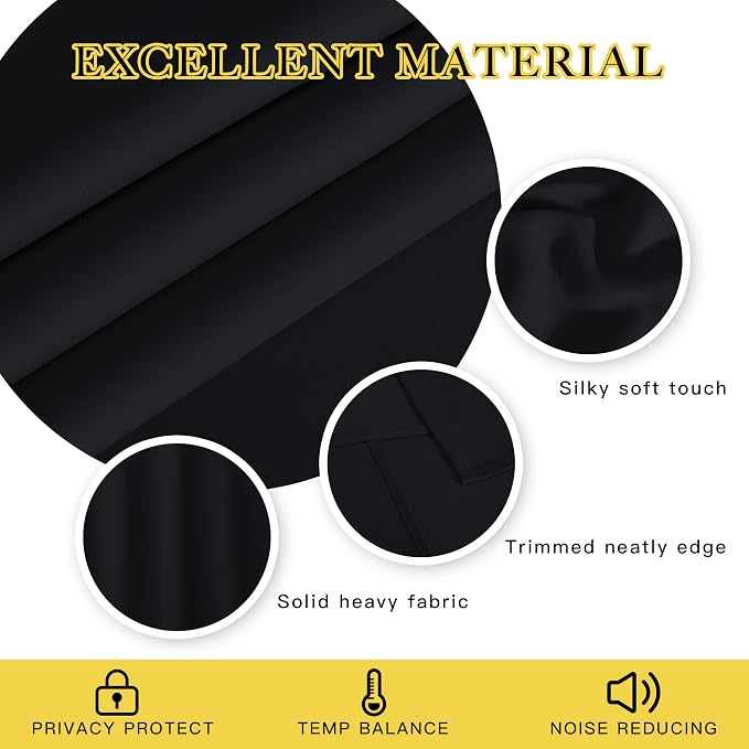 NICETOWN Black Blackout Curtain 108 inches Long - Image 4