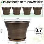 Plant Planters Pots Set of 4 Pack 8 Inch, Plastic Flower Pot - Image 3