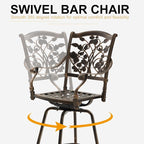 3-Piece Outdoor Bar Height Dining Set, Cast Aluminum Swivel Bar Stools - Image 6