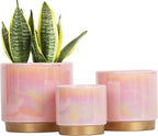 Gepege Pink Indoor Plant Pots for Plants, Ceramic Planter by Gepege
