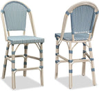 PURPLE LEAF French Counter Height Bar Stool Set of 2 25" White Print Finish by PURPLELEAF