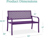 Best Choice Products Outdoor Bench 2-Person Metal Steel Benches Furniture - Image 2