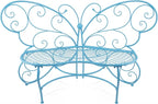 Alpine Corporation BAZ400BL Indoor Outdoor Metal Butterfly Shaped Garden Bench by AlpineCorporation