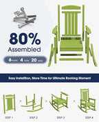 KINGYES Outdoor Rocking Chair Set of 2, High Density Polyethylene Patio Rocking - Image 3