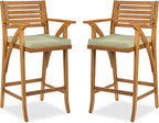 Best Choice Products Set of 2 Outdoor Acacia Wood Bar Stools Bar Chairs by BestChoiceProducts
