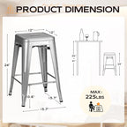 Furmax 24 Inch Metal Bar Stools Set of 4, Counter Height Bar Stools Height High - Image 3