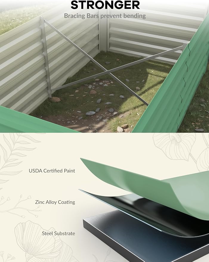 GarveeLife 6x3x2 ft Galvanized Raised Garden Bed, Rust-Resistant Raised Garden - Image 2