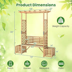 Giantex Outdoor Bench with Garden Arbor & 2 Planter Boxes, Wooden Trellis - Image 3