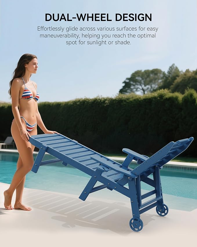 Carauci Lounge Chair Outdoor, HDPE Chaise Lounge - Image 4