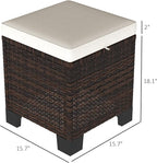Outsunny 2 Pieces Outdoor Patio Ottomans, All Weather Wicker Outdoor Footstools - Image 3