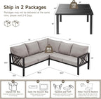 Patio Furniture Set, 6-piece Metal Sectional Furniture Sofa - Image 3