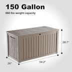 DRATO 150 Gallon Outdoor Storage Box, Large Waterproof Deck Box, Lockable Resin - Image 2