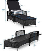 Tangkula Wicker Chaise Lounge Outdoor, Patio Rattan Reclining Chaise - Image 3
