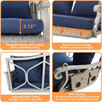 Heavy Duty 900 LBS Porch Swing Chair 3-Person Outdoor Rattan Patio Swing Lounge - Image 4