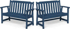Ciokea 49" Heavy Duty Outdoor Bench Set of 2, HDPE Weatherproof Garden Bench by CIOKEA