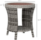 Outsunny 18" Outdoor Wicker Coffee Table, 2-Tier Patio Side Table - Image 3