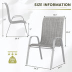 UDPATIO Patio Chairs Set of 6, Stackable Silver Outdoor Dining Chairs - Image 3