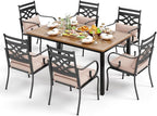 PHI VILLA 7 Pcs Patio Dining Set, Outdoor Table Chair Set - Image 9
