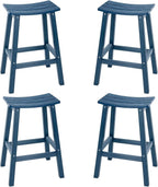 Weatherproof Bar Stools Set of 4, Saddle Seat, Bar Height Stools by LAHAAP