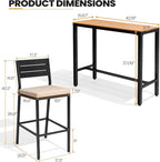 Crestlive Products Outdoor Bar Table and Chairs Set, 3 Piece Outside Patio Bar - Image 2