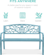 Best Choice Products Outdoor Bench Steel Garden Patio Porch Furniture - Image 3