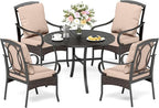 PHI VILLA 5-Piece Outdoor Dining Sets, All-Weather Patio Table and Chairs Set - Image 9