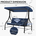 U-MAX Porch Swing Chair with Adjustable Backrest&Canopy, 3 Seat Patio Swing - Image 5