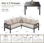 Patio Furniture Set, 6-piece Metal Sectional Furniture Sofa - Image 3