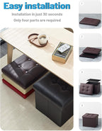 AmasSmile Storage Ottoman Folding Foot Rest Stool, Leather Footstool Bench - Image 8