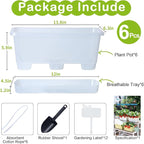 Window Box Planter 6 Packs, 13.8 Inches Rectangle Flower Pots - Image 7