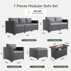 Aoxun 1 Piece Loveseats Patio Furniture Set, Wicker Outdoor Furniture - Image 2