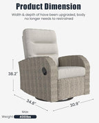 Outdoor Swivel Recliner Chair Set of 2, All-Weather Wicker Reclining Patio Chair - Image 2