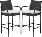 COSTWAY Wicker Bar Stools Set of 2, Patio Bar Height Chairs by COSTWAY