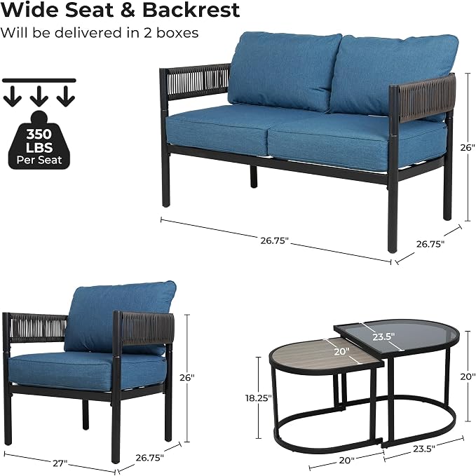 Grand patio 5-Piece Outdoor Furniture Set, 4 Seats Wicker Sofa Conversation Set - Image 2