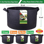 3-Pack 50 Gallon Thickened Plant Grow Bags Large Heavy Duty Fabric Plant Pots - Image 4