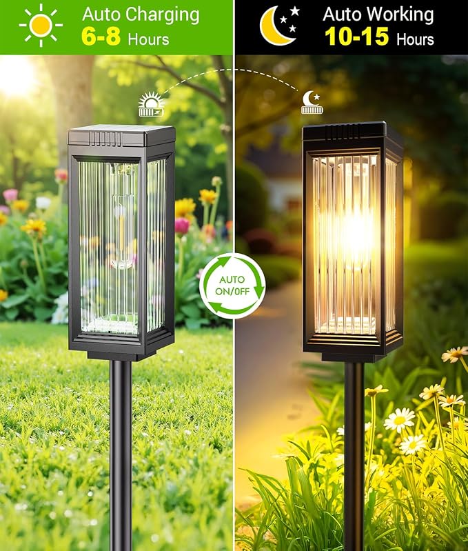 2 Pack Solar Pathway Lights Outdoor, Upgraded Solar Lights Outdoor Waterproof - Image 3