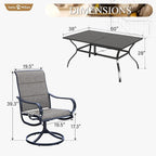 Sophia & William Patio Dining Set 7 Pieces, 6 x Patio Dining Swivel Chairs - Image 7