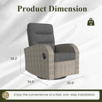 LayinSun Oversized Wicker Outdoor Swivel Glider Recliner - Image 2